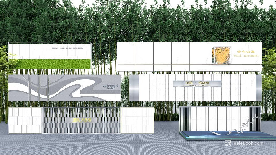 Modern Feature Wall Design With Lattice Panels Bamboo Grove And Decorative Patterns 3d model