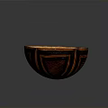 Traditional Artisanal Sculpted Bowl With Orange Interior And Black Geometric Patterns