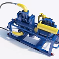 Industrial Pump Equipment With Blue Frame Yellow Pipes And Steel Base Structure For Industrial Use