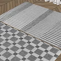 Modern Square Area Rugs with Striped and Checkered Patterns Gray Design on Wooden Floor