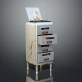 Vintage Rusted Metal Entryway Side Cabinet With Open Top Compartment And Drawers