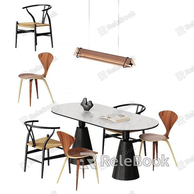 Modern Dining Table and Chair Combination Ornaments Dining Table Chandelier model