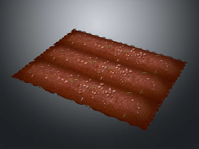 Red Textured Landscape With Small Particles And Gray Background View 3d model