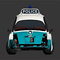 Vintage Blue And White Police Car With Police Light On Roof And POLICE Text
