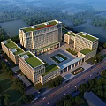 Aerial Planning of Modern Building Complex With Green Roofs Central Square Surrounding Roads and Trees