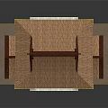 Ancient Architecture Model Featuring Two Story Wooden Structure With Tiled Roof And Gate Fence Design