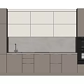 Modern Kitchen With Gray And White Upper Lower Cabinets Sink And Oven
