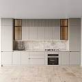Modern Kitchen Gray Cabinets With Marble Countertop Wine Rack And Island