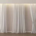 White Soft Curtains Modern Interior Style With Flowy Fabric And Light Wall Background 3d model