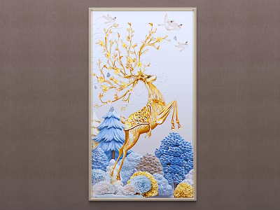 Modern animal painting elk porch painting 3d model