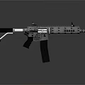 Modern Tactical Assault Rifle With Black Silver Rail System And Grip