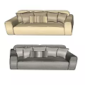Gray Fabric Multi Seater Sofa With Modern Design And Plush Cushions 3d model