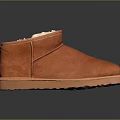 Warm Orange Suede Short Snow Boots With Fleece Lining And Rubber Sole