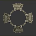 Stone Castle Tower Model With Battlements And Small Window Structure 3d model
