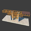 Construction Structure Model Featuring Steel Frame Scaffolding And Concrete Base