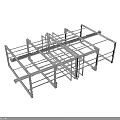3D Industrial Structural Framework Model With Cross Beams And Vertical Supports