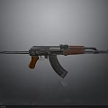 Classic Assault Rifle With Wooden Stock Red Grip And Metal Body Design