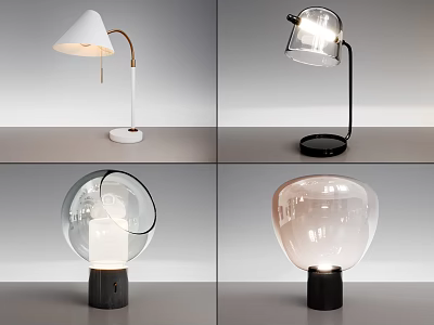 Modern Unique Table Lamps with Glass Metal Wood Bases and Stylish Shades in Various Designs 3d model
