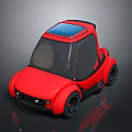 Red Compact Modern Electric Vehicle With Solar Panel On The Roof 3d model