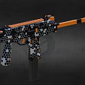 Assault Rifle With Honeycomb Pattern And Tactical Black Orange White Design Features 3d model