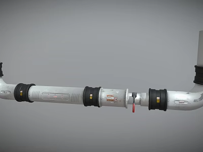 Industrial Metal Pipe System with Sealed Connections and Red Valve 3d model
