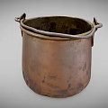 Vintage Copper Bucket Featuring Rustic Patina And Two Metal Handles