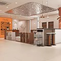 Modern Front Desk Reception Interior Design With Decorative Wall Counter And Stools 3d model