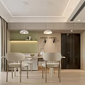 Elegant Modern Living Dining Room Interior With TV Wall Wooden Coffee Table And Recessed Lighting
