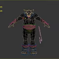 Horned Minotaur 3D Model With Black Skin Brown Loincloth Armored Boots And Spear