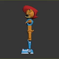 Hedgehog Inspired Robot Character With Red Head Orange Arms And Blue Mechanical Body Design