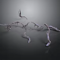 Twisted Vine Like Plants with Pale Grayish Purple Hues on Dark Background