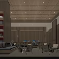 Elegant New Chinese Style Hotel Public Lounge With Warm Soft Lighting And Exquisite Marble Decoration