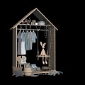 Children's Wooden Decorative Cabinet Rack Wardrobe Toy Blue Children's Clothes 3d model