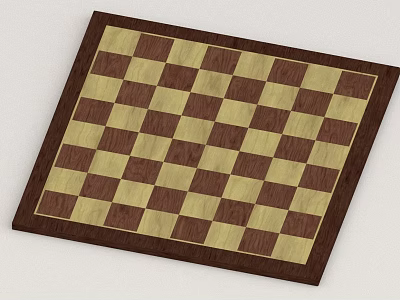 Wooden Chessboard With Classic Brown And Beige Checkerboard Surface Design 3d model