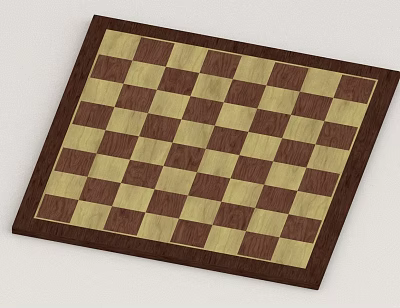 Wooden Chessboard With Classic Brown And Beige Checkerboard Surface Design 3d model