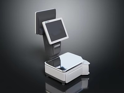 Professional Commercial POS System With Touchscreen Display Barcode Scanner And Weighing Platform 3d model