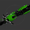 Green Modern Motorcycle With Shiny Surface Black Seat And Circular Design Elements