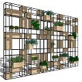 Multi Tiered Open Shelving Unit With Various Potted Plants And Metal Frames 3d model