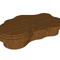 Wooden Layered Coffee Table With Curved Shape And Modern Design