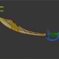 Ornate Traditional Scimitar With Curved Blade Decorative Patterns And Wooden Hilt