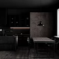 Modern Living Room With Black Leather Sofa Marble Coffee Table And Wall Mounted TV