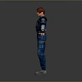Game Movie Character In Blue Uniform With RPD Logo Arms Outstretched 3D Model Design