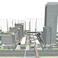 Modern High Rise Office Complex With Urban Green Spaces And Central Plaza