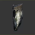 Layered Rock Structure With Green Plants On Gray Background And Bottom Reflection
