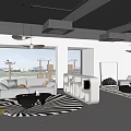 Modern Shopping Mall Store Interior With Sofa Coffee Table Rug And Pendant Lights