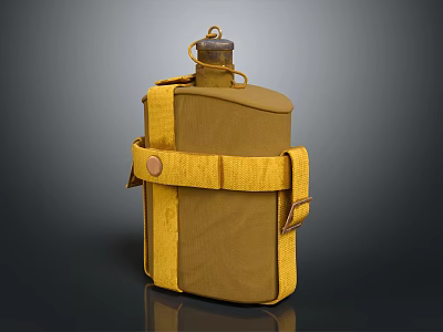 Army Green Electric Kettle With Yellow Cloth Cover And Strap Design 3d model