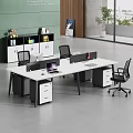 Modern Office Desk With Computers Dividers Black Office Chairs And Storage Cabinets In Bright Workspace