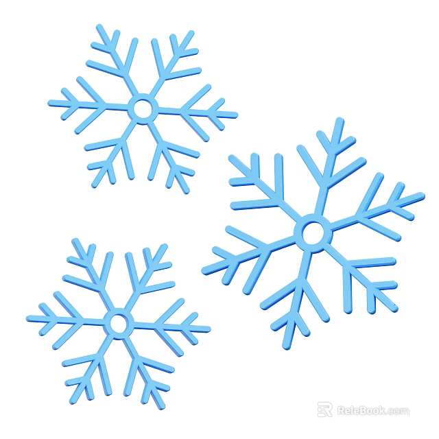 Blue Snowflake Decorative Ornament Set with Multiple Pieces for Home Decoration 3d model 