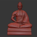 Stone Buddha Sculpture Sitting in Cross Legged Position With Hand Gesture On Square Pedestal