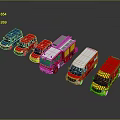 Colorful Toy Vehicle Collection Including Fire Truck Ambulance And Police Car